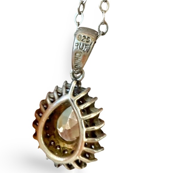 3/$30 ❤️ Blue CZ teardrop pendant necklace sterling silver 925, 18” chain - Picture 8 of 8